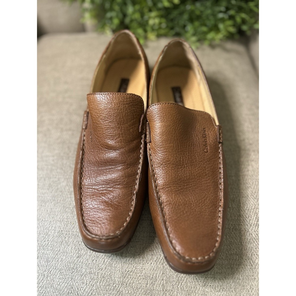Calvin Klein Winston Soft Brown Leather Men's Oxford Loafer Size 9.5 M Very Nice